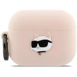 Husa casti pentru AirPods Pro 3, Karl Lagerfeld Silicone Chaupette Head 3d Klap3runchp, Roz