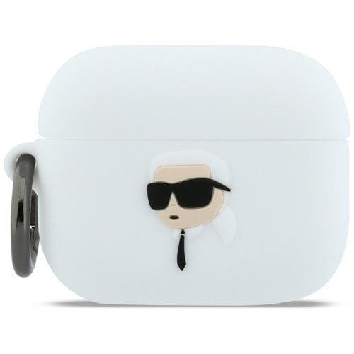 Husa casti pentru AirPods Pro 3, Karl Lagerfeld Silicone Karl Head 3d Klap3runikh, alb