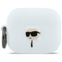 Husa casti pentru AirPods Pro 3, Karl Lagerfeld Silicone Karl Head 3d Klap3runikh, alb