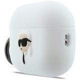 Husa casti pentru AirPods Pro 3, Karl Lagerfeld Silicone Karl Head 3d Klap3runikh, alb