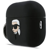 Husa casti pentru AirPods Pro 3, Karl Lagerfeld Silicone Karl Head 3d Klap3runikk, negru
