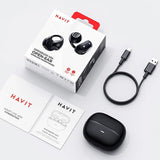 Casti wireless Havit (OWS916), Type-C, Bluetooth 6.0, ENC, 2 Microphones, IPX5, 400mAh, Spatial Audio, Life App, alb
