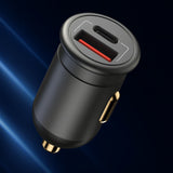 Incarcator auto Blueo , USB, Type-C, 35W, cu Integrat Protections, pentru 12V to 24V DC Socket, Matte Finish, gri