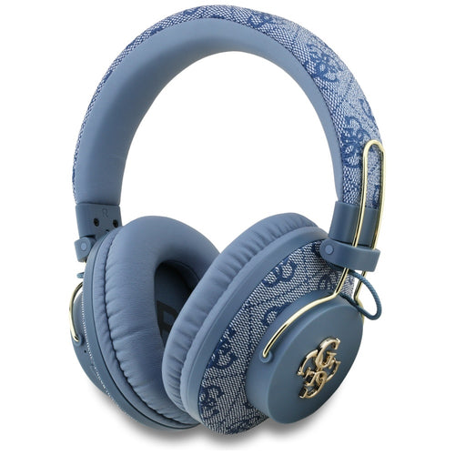 Casti wireless Guess 4G Metal Logo (GUBHS72P4FC4MB), Bluetooth 5.3, ENC, USB-C, Eco-Leather, On-ear, 300mAh, albastru