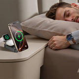 Statie de incarcare Yesido Statie de incarcare wireless 3in1 (DS27), pentru iPhone, Apple Watch, AirPods, Magnetic, Pliabil, Holder, 15W, negru
