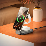 Incarcator wireless Yesido (DS26), Magnetic, pentru Phone, Watch, Earbuds, Pliabil, Stand, Night Light, 15W, gri