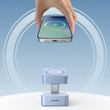 Incarcator wireless UGREEN W752 (55960B), MagSafe, Incarcare rapida, Qi2, pentru iPhone, AirPods, Apple Watch, 35W, bleu