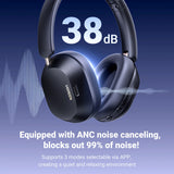 Casti wireless UGREEN HiTune Max5C HP203 (35758), Bluetooth 5.4, Hybrid Active Anulare zgomot, Audio Hi-Res, bej