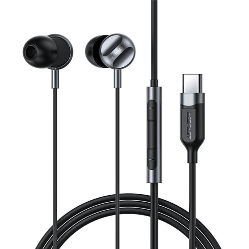 Casti cu Fir Acefast (L6), Type-C, In-Ear, cu HD Microfon, Flexibil, 1.2m, Negru