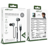 Casti cu Fir Acefast (L6), Type-C, In-Ear, cu HD Microfon, Flexibil, 1.2m, Negru