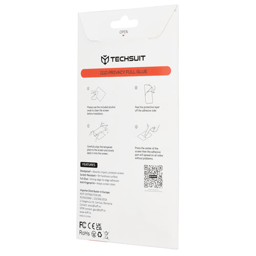 Folie de protectie pentru Honor Magic8 Lite, Techsuit 111D Privacy Full Glue