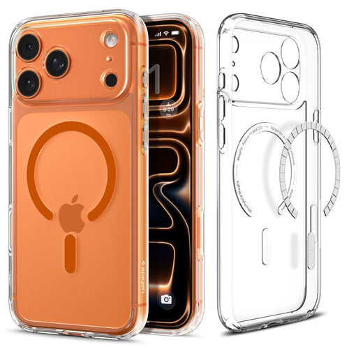 Husa pentru iPhone 17 Pro, Spigen Ultra Hybrid MagSafe (ACS11112), portocaliu;transparenta