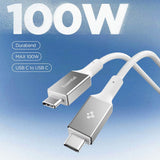 Cablu Spigen de date Essential EB10010CC (ACA08774), Incarcare rapida, Type-C to Type-C, 100W, 5Gbps, E-Marker Chip, 1m, alb