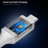 Cablu Spigen de date Essential EB10020CC (ACA08775), Incarcare rapida, Type-C to Type-C, 100W, 5Gbps, E-Marker Chip, 2m, alb