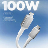 Cablu Spigen de date Essential EB10020CC (ACA08775), Incarcare rapida, Type-C to Type-C, 100W, 5Gbps, E-Marker Chip, 2m, alb