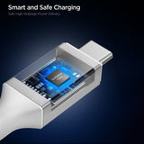 Cablu Spigen de date Essential EB24012CC (ACA08776), Incarcare rapida, Type-C, 240W, 40Gbps, E-Marker Chip, 8K, 1.2m, alb