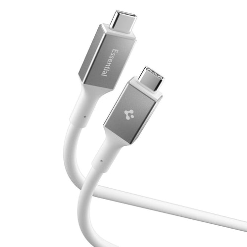 Cablu Spigen de date Essential EB24012CC (ACA08776), Incarcare rapida, Type-C, 240W, 40Gbps, E-Marker Chip, 8K, 1.2m, alb