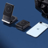 Incarcator wireless Spigen Essential EF302MOQ (ACH10399), MagSafe, Incarcare rapida, Qi2.2, Type-C, Pliabil, 25W, gri