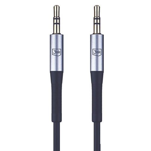 Cablu audio 3mk , 2x mini Jack 3.5mm, Aluminum + Silicon, 1m, negru