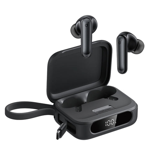 Casti wireless Anker P41i (A3937G11), Integrat Type-C Charger, Baterie externa/Stand, ANC, 6x Mics, Gaming Mode, Bass, negru