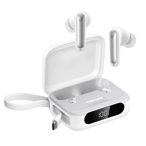 Casti wireless Anker P41i (A3937G21), Integrat Type-C Charger, Baterie externa/Stand, ANC, 6x Mics, Gaming Mode, Bass, alb