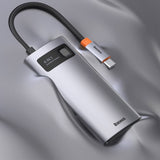 Hub USB Baseus Docking station Metal Glam (Cahub-CY0G), Type-C to 2x USB, Type-C, HDMI, 4K@30 Hz, PD100W, gri