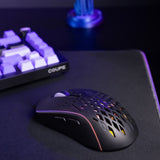 Mouse wireless Proove Buzz (WMBU00022402), pentru Gaming, 2.4GHz, USB-C, Ergonomic, LED, 6 Buttons, 800-4800DPI, 1.5m, alb