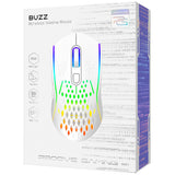 Mouse wireless Proove Buzz (WMBU00022402), pentru Gaming, 2.4GHz, USB-C, Ergonomic, LED, 6 Buttons, 800-4800DPI, 1.5m, alb