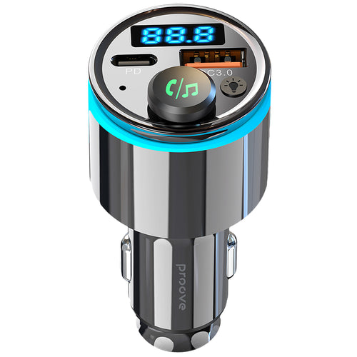Incarcator auto Proove cu Modulator FM (FMNX30110001), USB, Type-C, U-Disk, TF, Bluetooth 5.3, Incarcare rapida, 30W, LED, negru