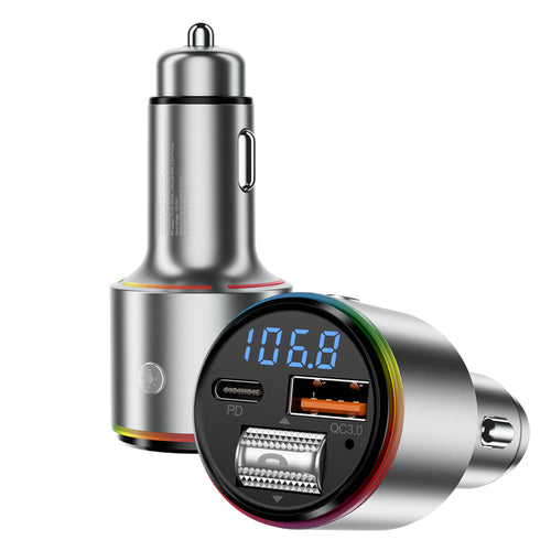 Incarcator auto Proove cu Modulator FM (FMPD30110006), USB, Type-C, AUX, Bluetooth 5.3, Incarcare rapida, 30W, 12-24V, argintiu