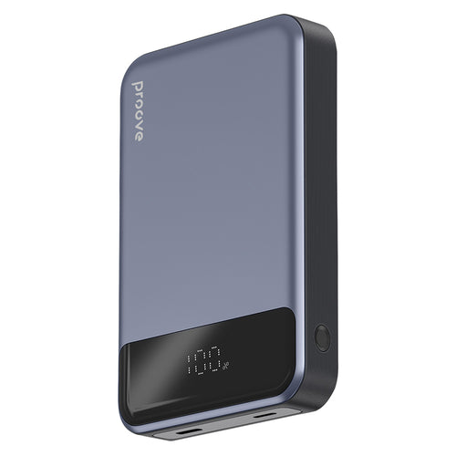Baterie externa Proove Hoodman (PBH120010003), Type-C, Lightning, Magnetic, cu Afisaj LED, Qi, 20W, 10000mAh, gri