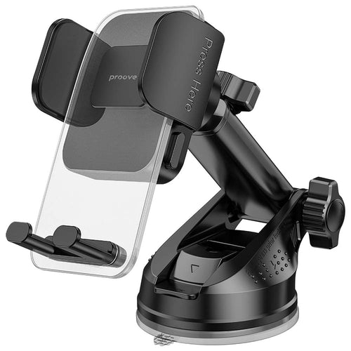 Suport auto Proove Crystal Clema Plus (CHCSP0000001), Bord, Mechanical Clema, Ventuza, Stylish, Universal, negru