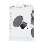 Suport auto Proove cu Wireless Charging Icecore (WHIC15002003), Grila ventilatie, Strong Magnet, Active Cooling, Qi2 15W, gri