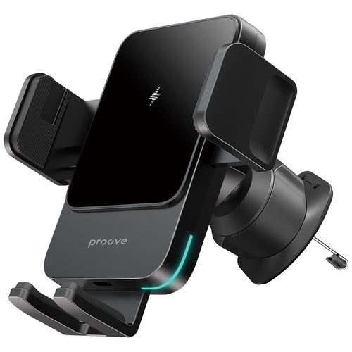 Suport auto Proove cu Wireless Charging Sonic (WHSN15002001), pentru Grila ventilatie, Secure Attachment, 15W, LED, Universal, gri