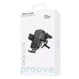 Suport auto Proove cu Incarcare Wireless Triple Clema (WHTC15010001), pentru Grila ventilatie, Automatic Arms, 15W, 4.0-6.9, negru