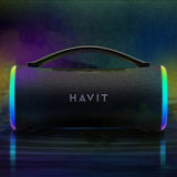Boxa portabila Havit (SK834BT), Type-C, Bluetooth 5.3, TWS, TF, FM, USB, Lumini RGB, IPX6, 4000mAh, negru