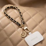 Guess Hand Strap Saffiano 4G Charm (GUOUCHSAMC4P), Universal, Saffiano Eco-Leather, Negru