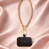 Guess Hand Strap Saffiano 4G Charm (GUOUCHSAMC4P), Universal, Saffiano Eco-Leather, Negru