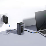 Hub USB Baseus NU1 Air Spacemate (B00568103813-00), USB-C to 2x HDMI, 3x USB-C, 4x USB, RJ45, SD/TF, gri