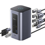 Hub USB Baseus NU1 Air Spacemate (B00568103813-00), USB-C to 2x HDMI, 3x USB-C, 4x USB, RJ45, SD/TF, gri