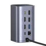 Hub USB Baseus NU1 Air Spacemate (B00568103813-00), USB-C to 2x HDMI, 3x USB-C, 4x USB, RJ45, SD/TF, gri