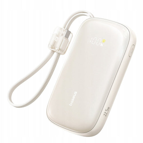 Baterie Externa Baseus Enerfill FC21 Qpow 3 Ultra (E0027L01), Detasabil Cable, 10000mAh, 22.5W, USB, USB-C, Bej