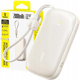 Baterie Externa Baseus Enerfill FC21 Qpow 3 Ultra (E0027L01), Detasabil Cable, 10000mAh, 22.5W, USB, USB-C, Bej