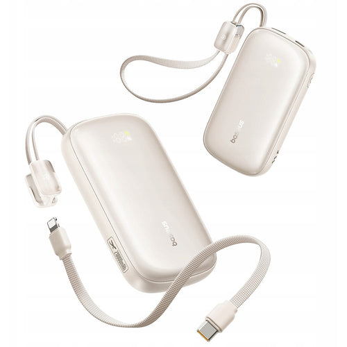 Baterie Externa Baseus Enerfill FC21 Qpow 3 Ultra (E0027L01), Detasabil Cable, 10000mAh, 22.5W, USB, USB-C, Bej