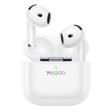 Casti wireless Yesido (TWS31), cu 13mm Difuzor, Bluetooth 5.4, Semi-Design in-ear, 300mAh, Type-C, alb