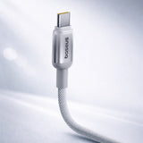 Cablu Baseus de date Discolor (E0420803), USB-A to USB-C, 100W, 480Mbps, 2m, argintiu