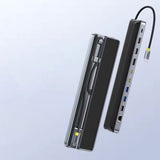 Hub USB Baseus Docking station EliteJoy EH3 (B0114200), USB-C to 2x HDMI, DP, 3x Type-C, 3x USB, SD/TF, RJ45, 10Gbps, gri