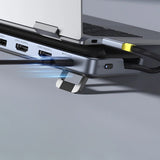 Hub USB Baseus Docking station EliteJoy EH3 (B0114200), USB-C to 2x HDMI, DP, 3x Type-C, 3x USB, SD/TF, RJ45, 10Gbps, gri
