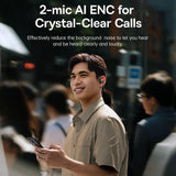 Casti wireless Baseus Eli 2i Fit (A0102604), Open-ear Design, Bluetooth 6.0, 2-Microfon AI ENC, 600mAh, IPX5, negru