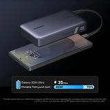 Baterie externa UGREEN PB550 (55996B), Incarcare rapida, Afisaj digital, USB, Type-C, Integrat USB-C Cable, 67W, 20000mAh, gri